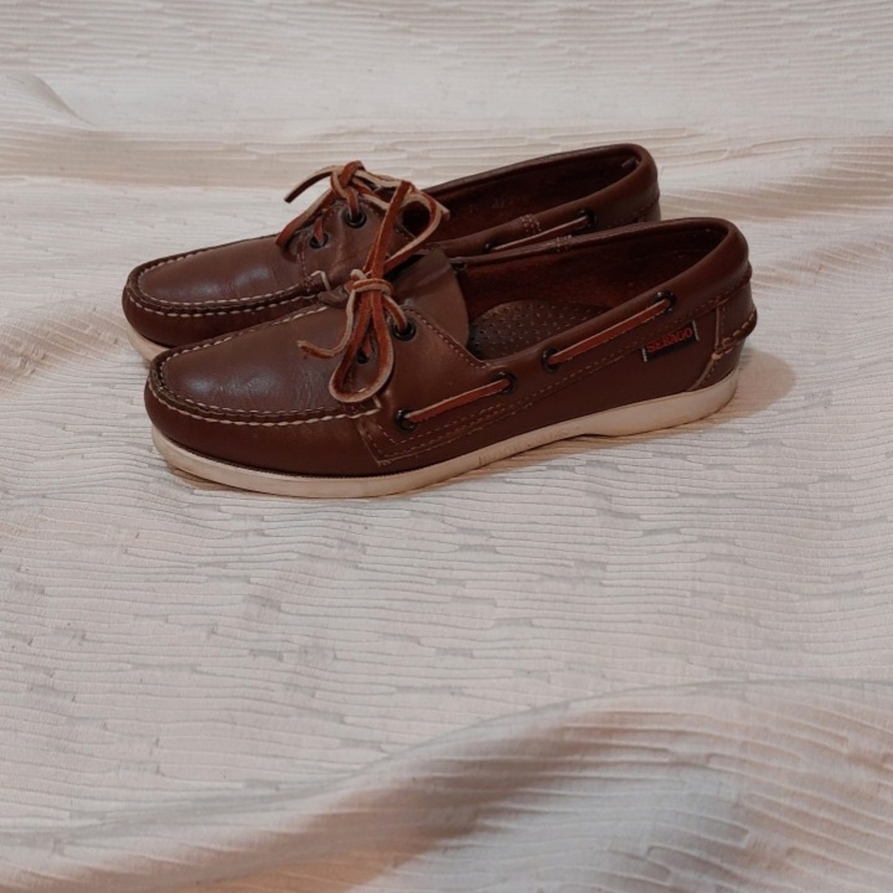 Sebago Dark Brown Leather Boat Shoes